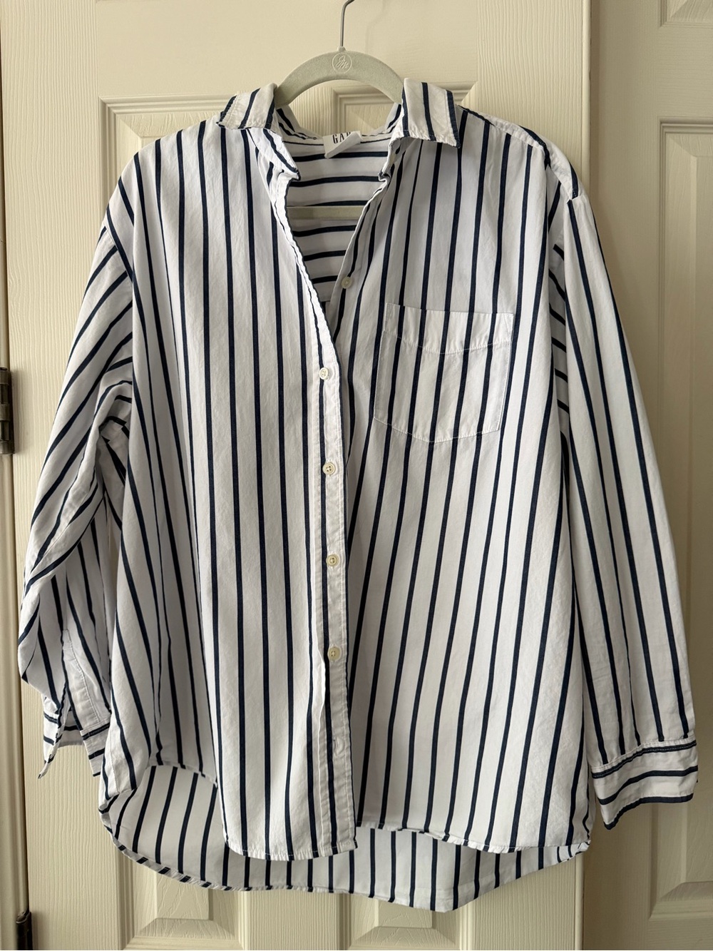 Gap navy and white “The Big Shirt” size L